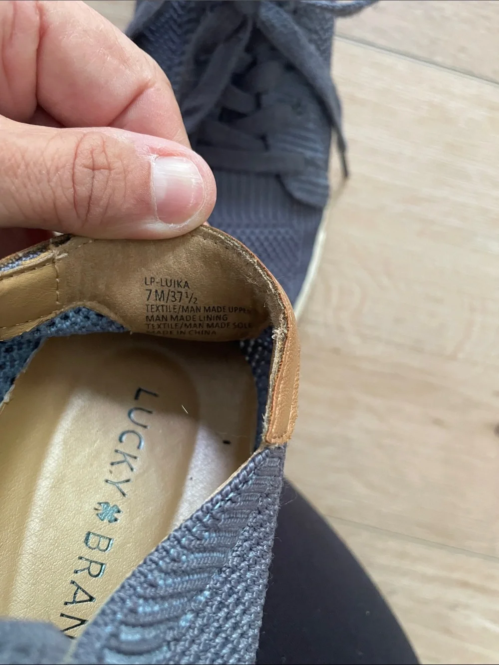 Lucky Brand Women's Knit Lace-Up Flats in Charcoal Gray 7 Beach Casual #0007